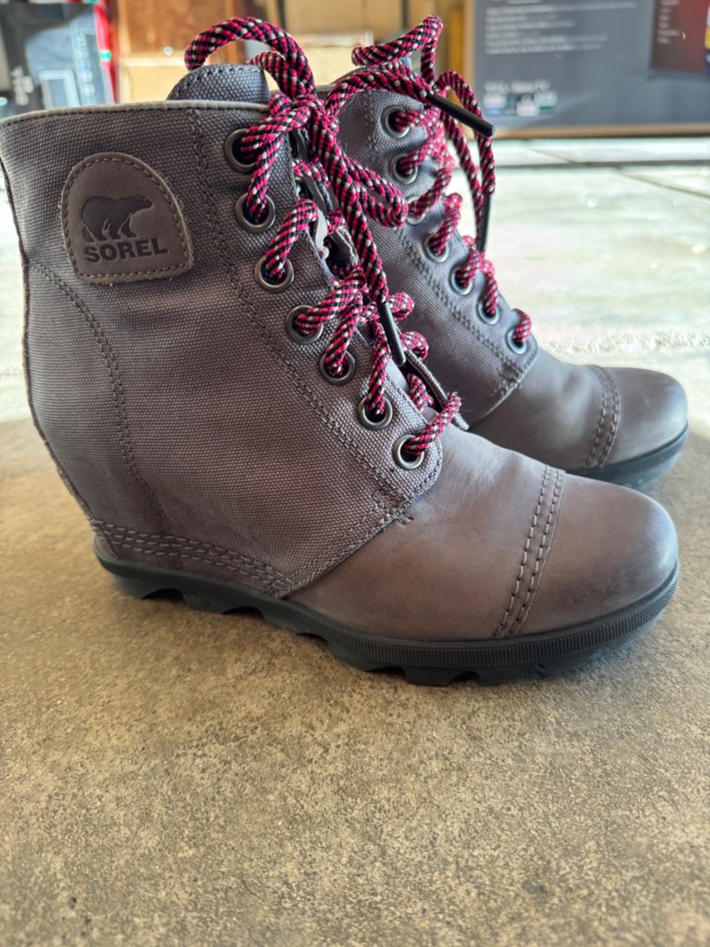 Sorel Joan of Arctic Wedge PDX Waterproof boot w/ Pink-Accent Laces